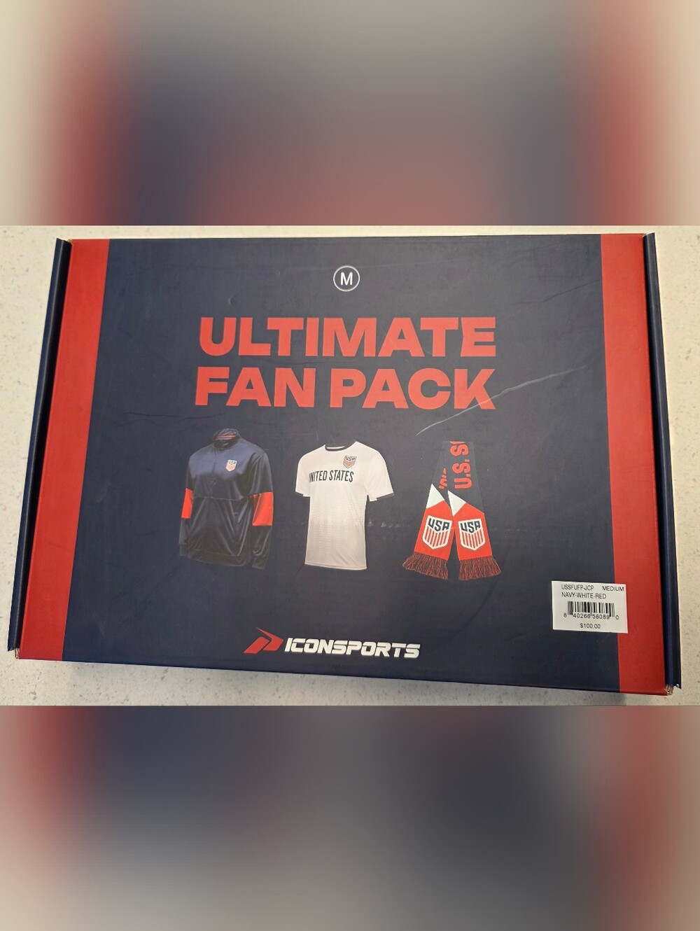 IconSports Men's Team USA Ultimate Fan Pack Jacket Shirt Scarf - MEDIUM - NEW